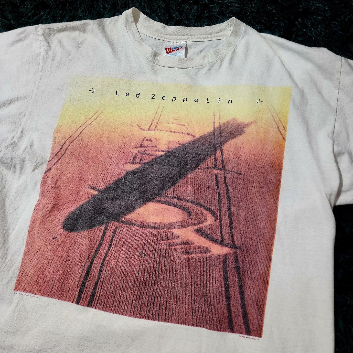 Vintage 1990 Led Zeppelin Crop Circle Double Sided Tee- Rare - XL - 22x26