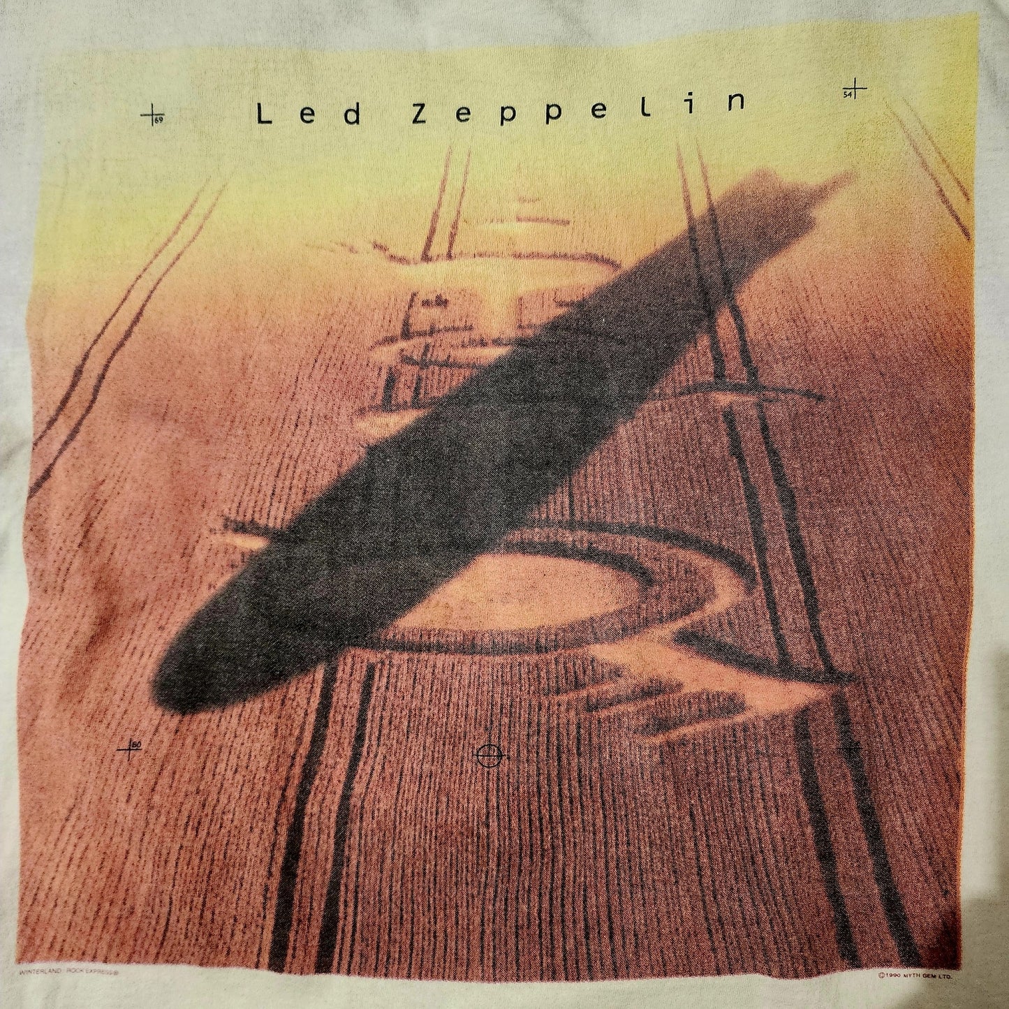 Vintage 1990 Led Zeppelin Crop Circle Double Sided Tee- Rare - XL - 22x26