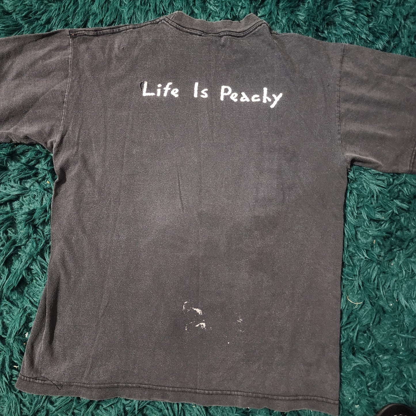 Vintage 90s Korn Life Is Peachy Giant Tag Band Tee Distressed Black 19x25