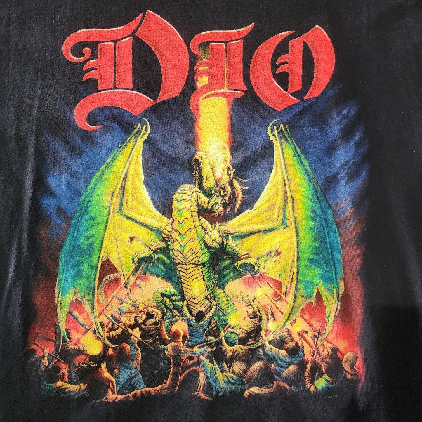 Vintage 2002 Dio Band Tee Dragon Graphic Metal Tour Shirt Black 26x30 XL