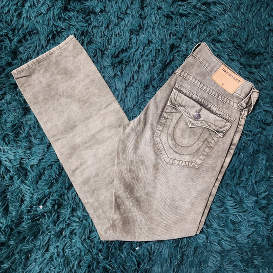 True Religion Women's Jeans Size 29 – Distressed Green Wash, Flap Back Pockets