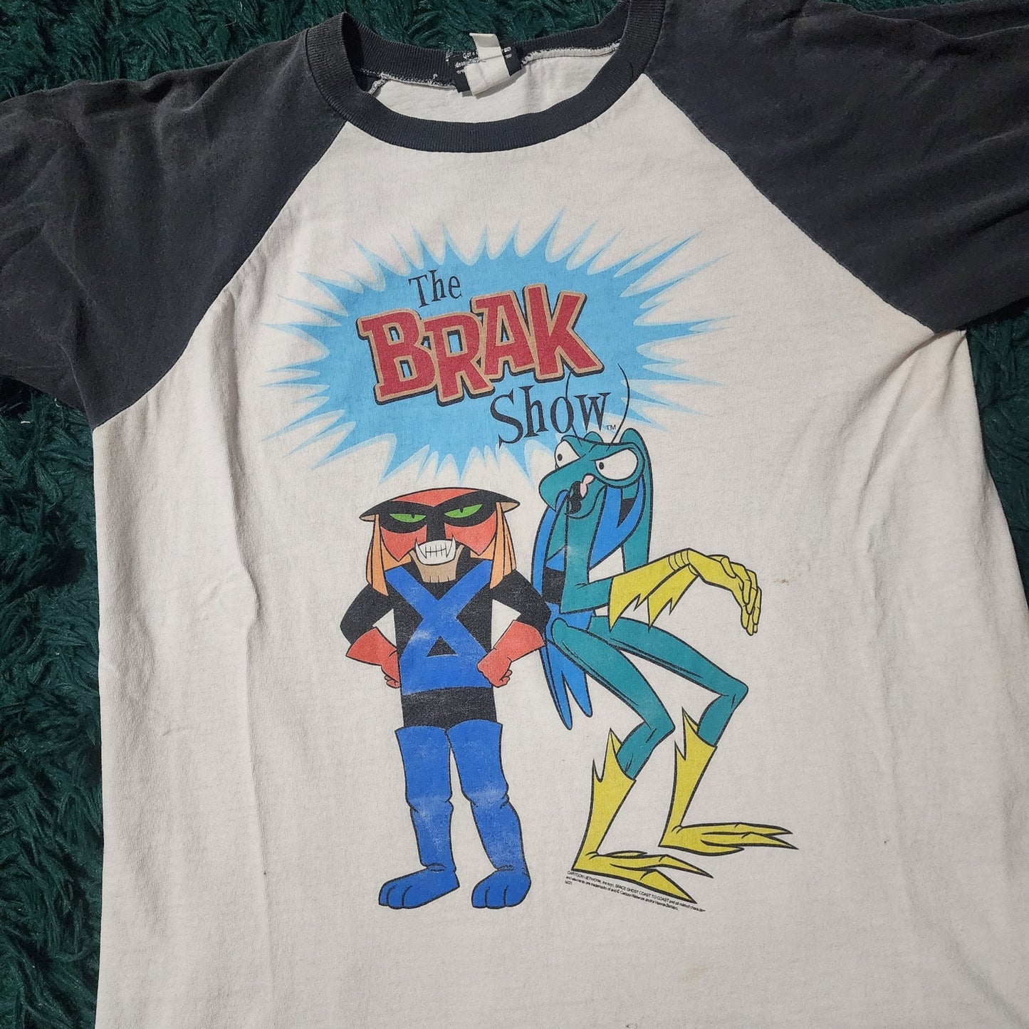 Vintage 2002 The Brak Show Adult Swim Cartoon Network Raglan Tee 19x26