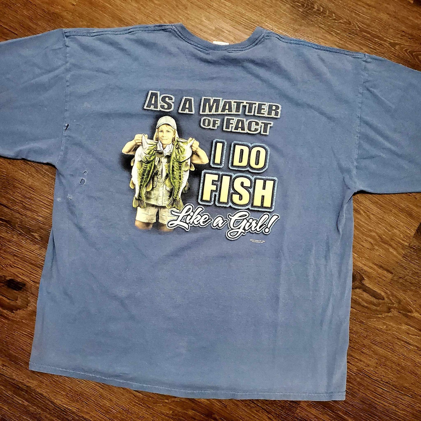 (XXL) Vtg Buck Wear "Fish Like a Girl" T-Shirt