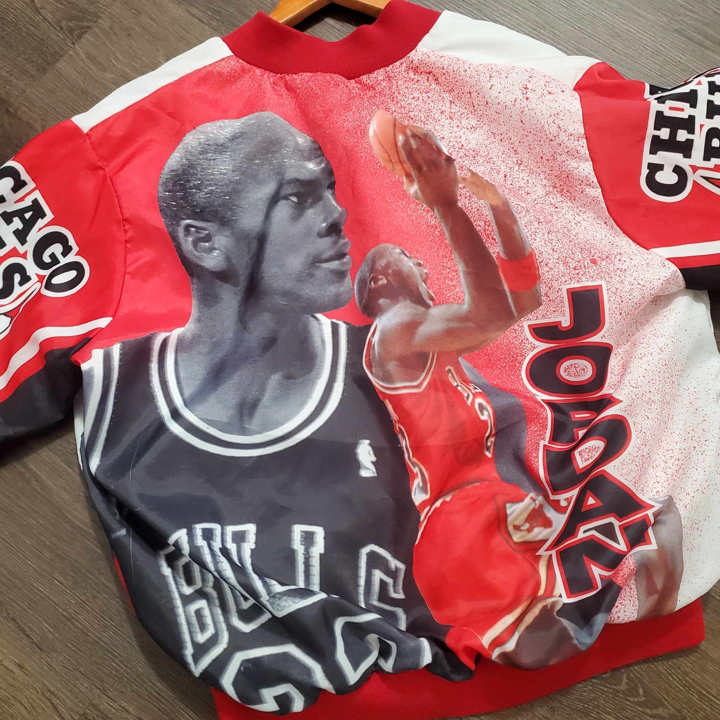 (L) Vtg Michael Jordan / Bulls Chalk Line Satin Jacket