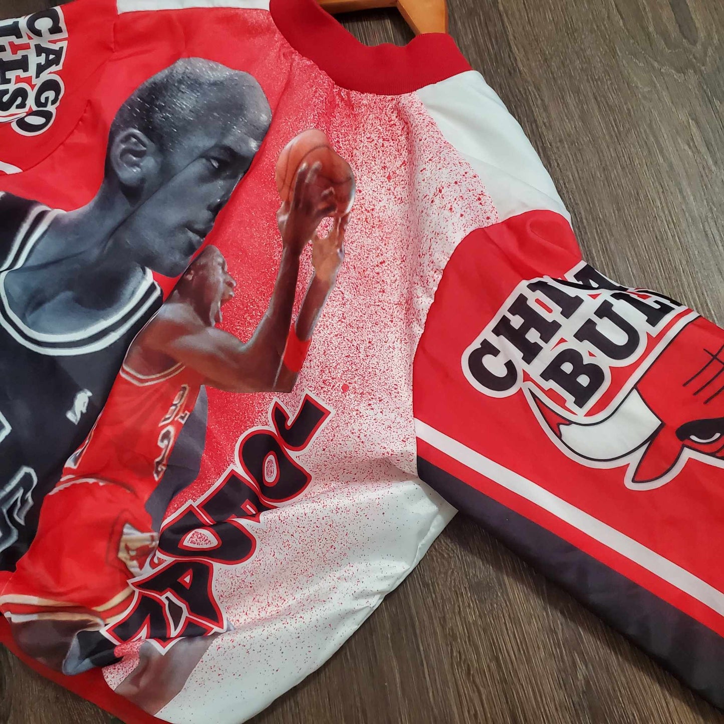 (L) Vtg Michael Jordan / Bulls Chalk Line Satin Jacket