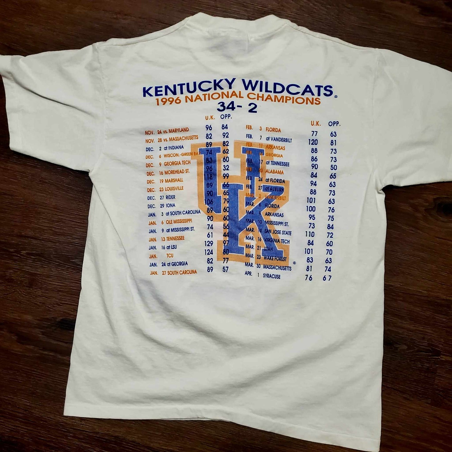 (L) Vtg Kentucky Wildcats '96 National Champions T-Shirt