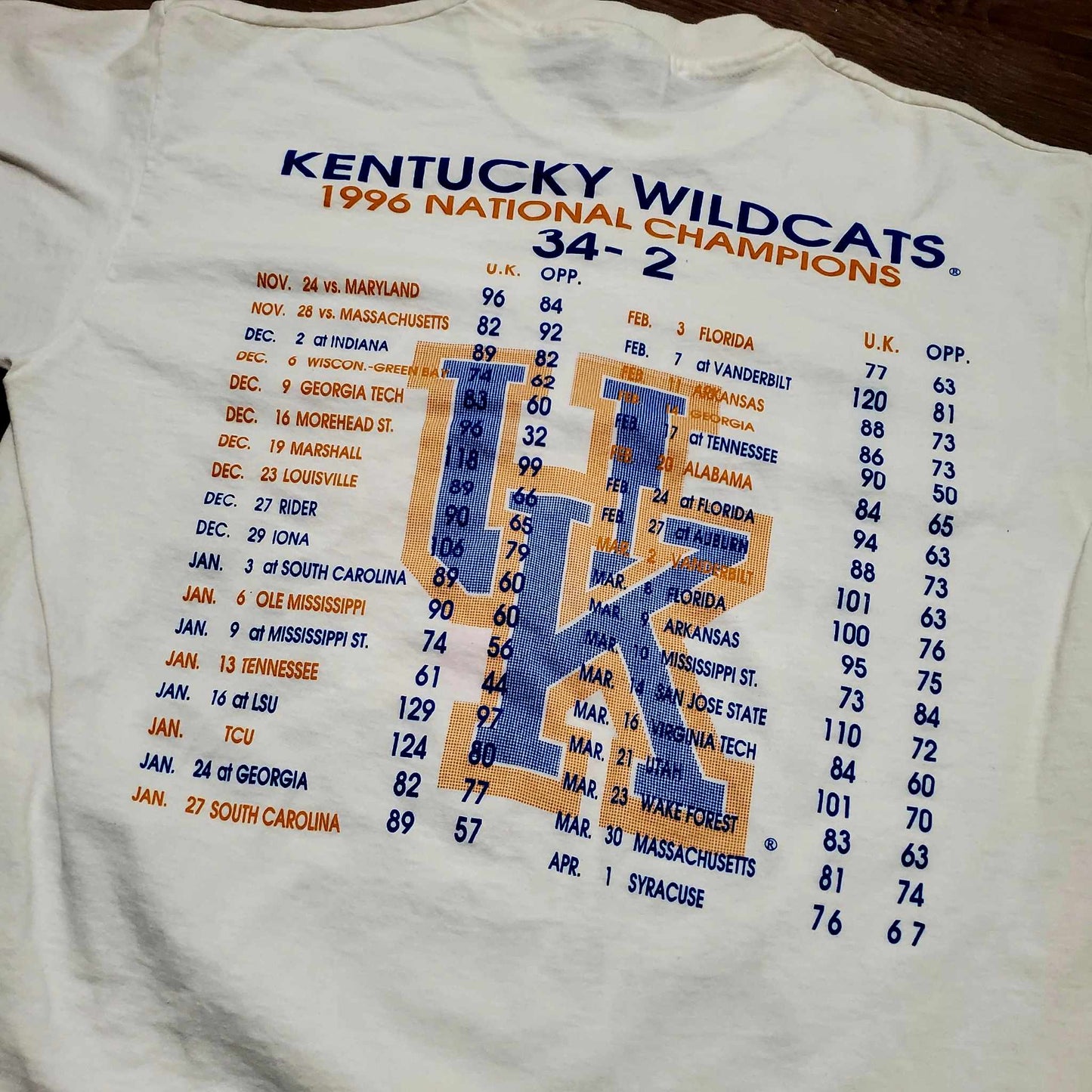 (L) Vtg Kentucky Wildcats '96 National Champions T-Shirt