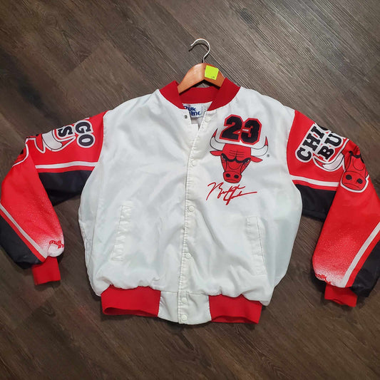 (L) Vtg Michael Jordan / Bulls Chalk Line Satin Jacket