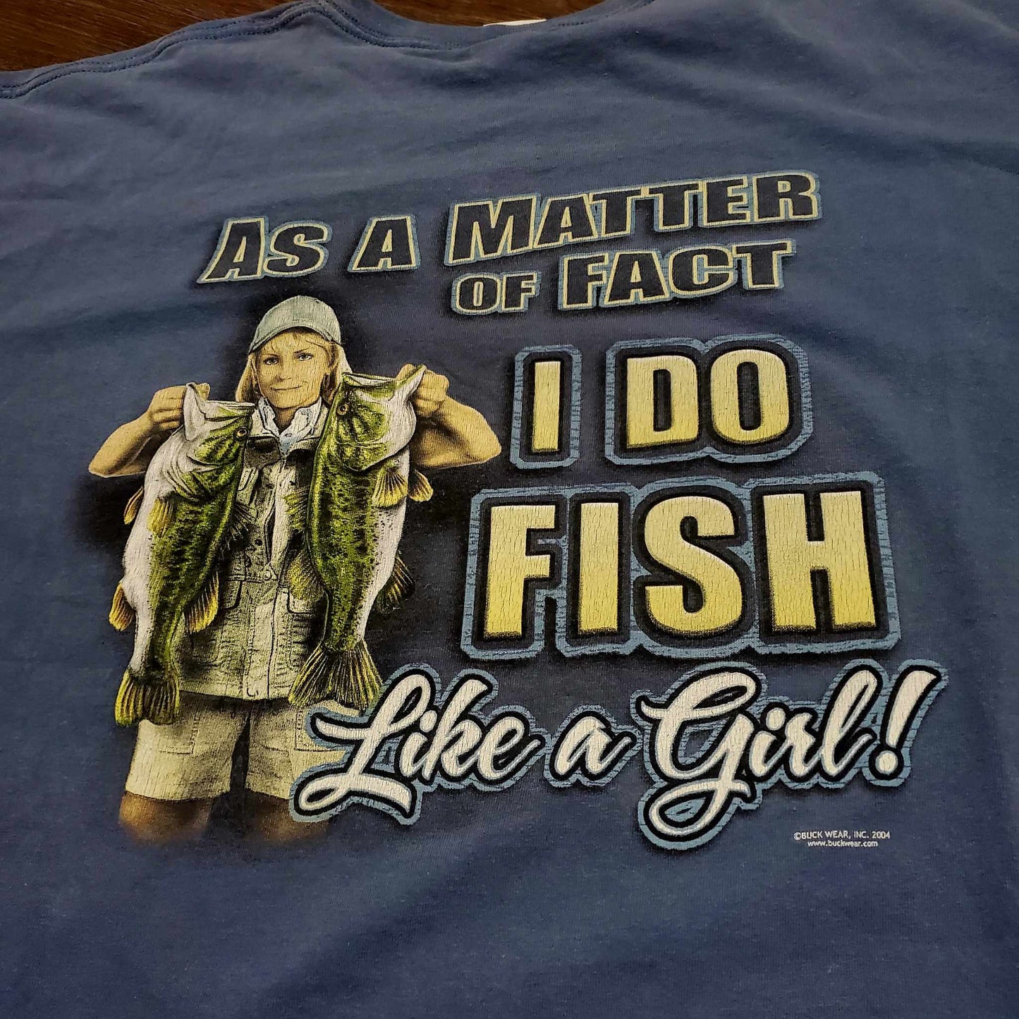 (XXL) Vtg Buck Wear "Fish Like a Girl" T-Shirt