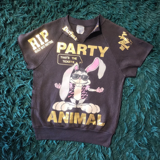 RARE Vintage 80s Party Animal Bunny Sleeveless Party Sweatshirt 17x24
