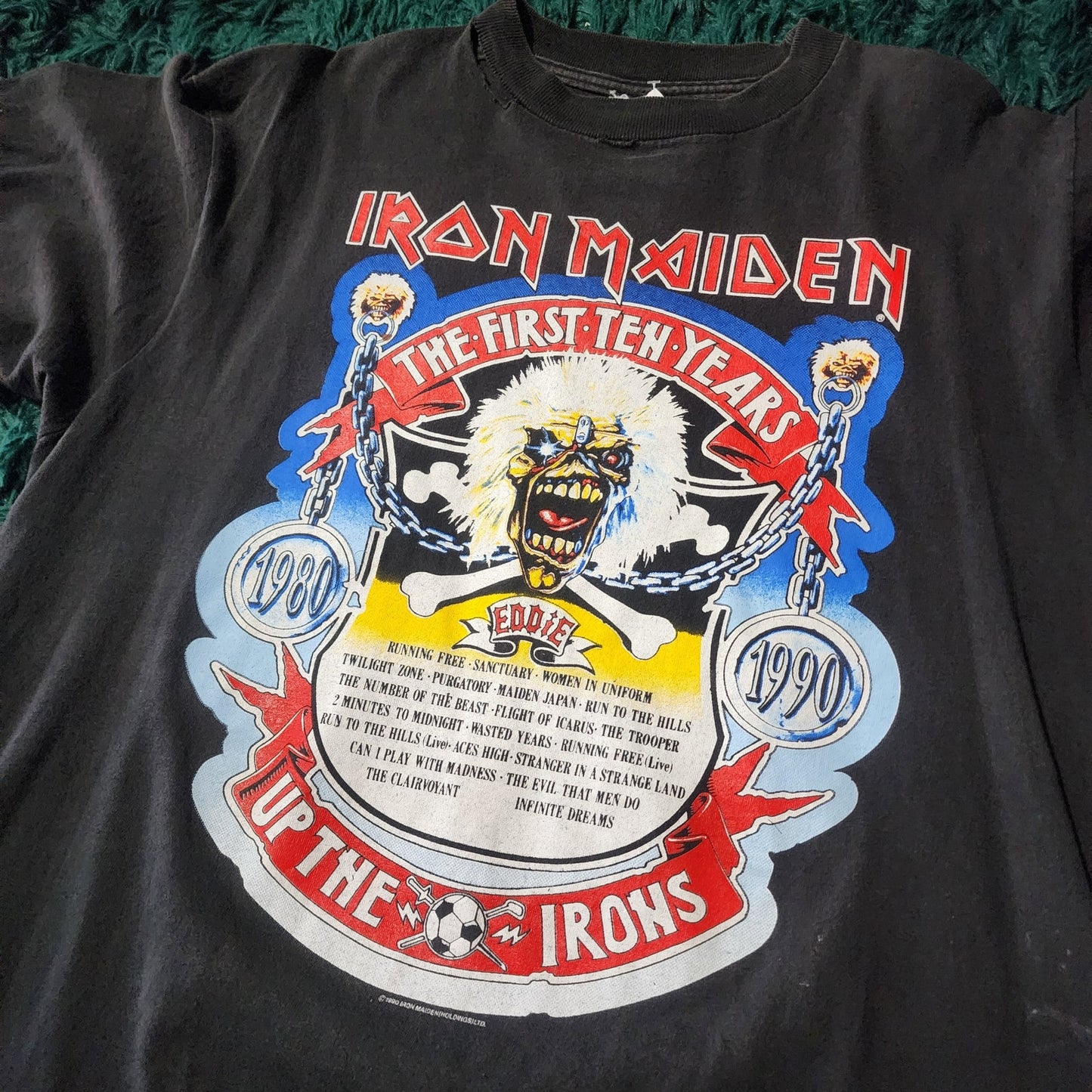 Vintage 1990 Iron Maiden First Ten Years Tour Shirt Eddie Graphic Tee 23x28