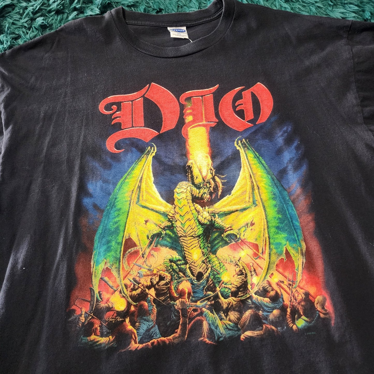 Vintage 2002 Dio Band Tee Dragon Graphic Metal Tour Shirt Black 26x30 XL