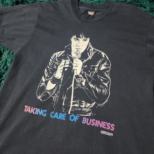 Vintage 1989 Elvis Presley Taking Care of Business T-Shirt 21x29 USA Made