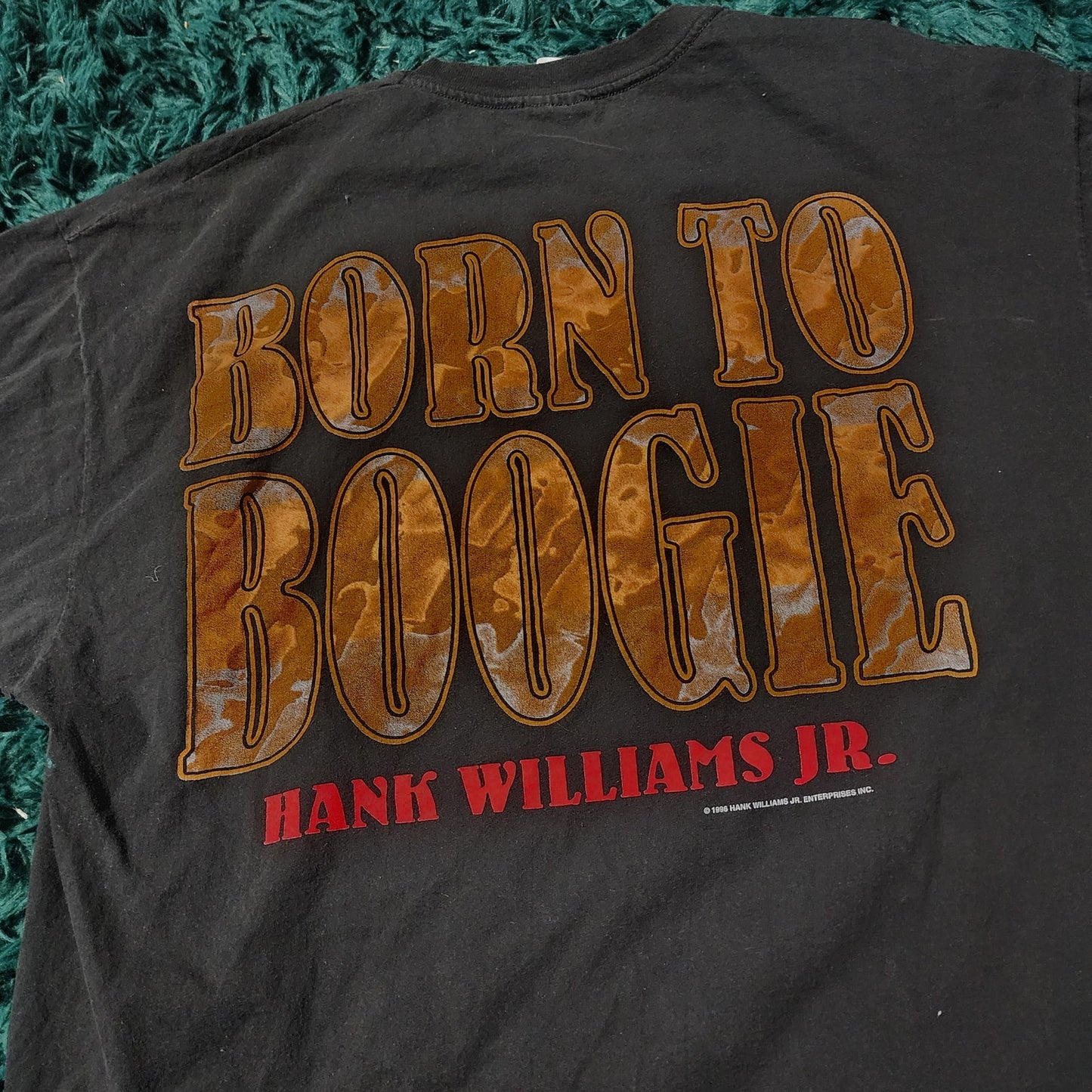 Vintage 1996 Hank Williams Jr Born To Boogie Country Music Tee Black 23x31