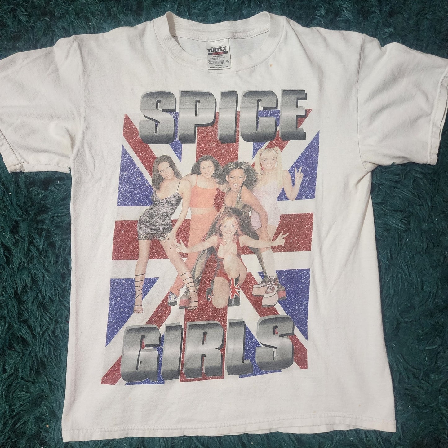 1998 Spice Girls USA Tour Shirt Men's Medium White Rare 2-Sided - 20 x 26