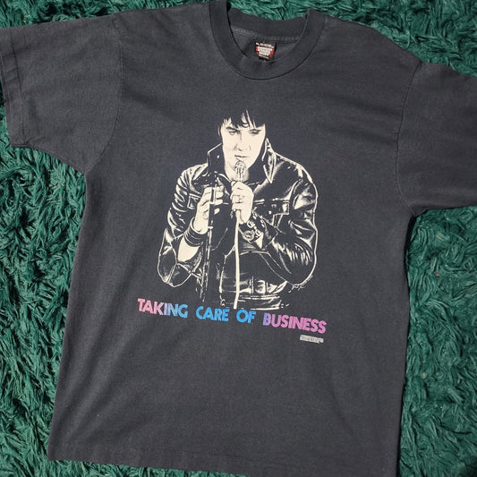 Vintage 1989 Elvis Presley Taking Care of Business T-Shirt 21x29 USA Made