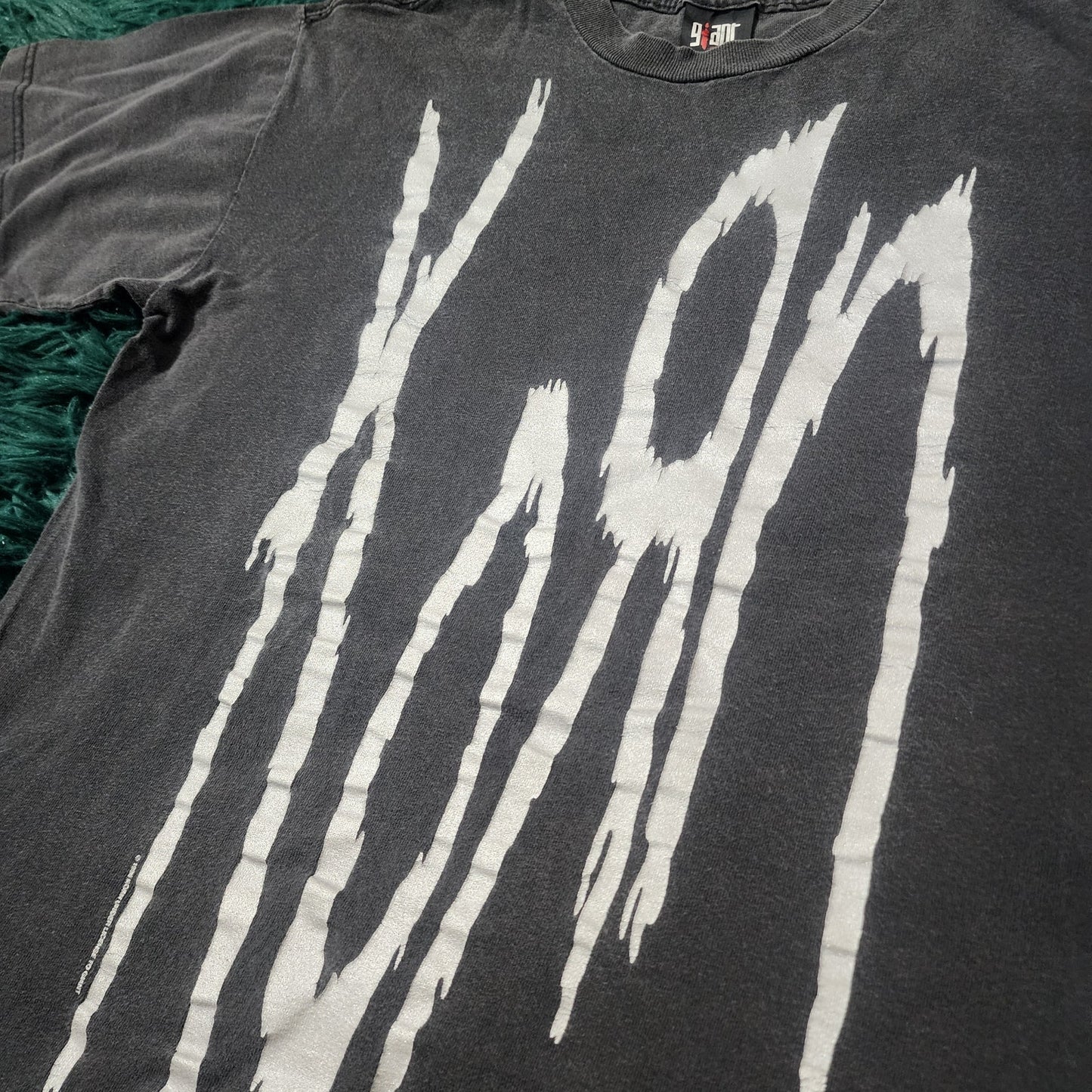 Vintage 90s Korn Life Is Peachy Giant Tag Band Tee Distressed Black 19x25
