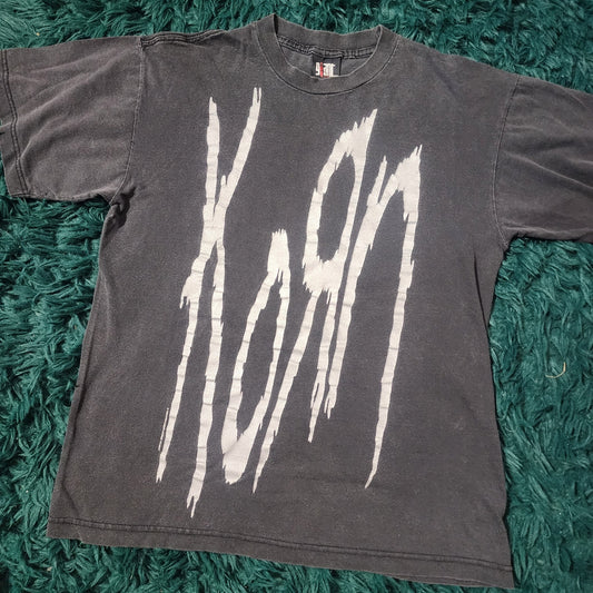 Vintage 90s Korn Life Is Peachy Giant Tag Band Tee Distressed Black 19x25