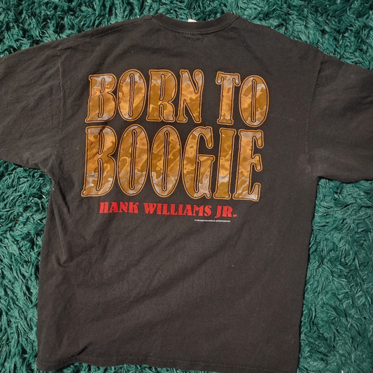 Vintage 1996 Hank Williams Jr Born To Boogie Country Music Tee Black 23x31