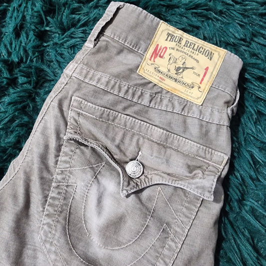 True Religion Ricky Jeans - Gray Stretch Denim - Size 28 - Buddha Brand Vintage